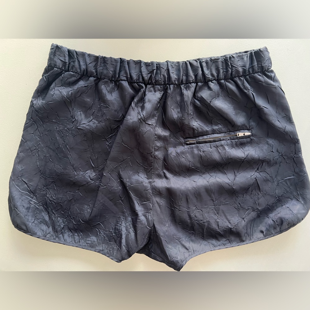 Acne - Navy Crinkle Runner Shorts - Picture 2 of 8